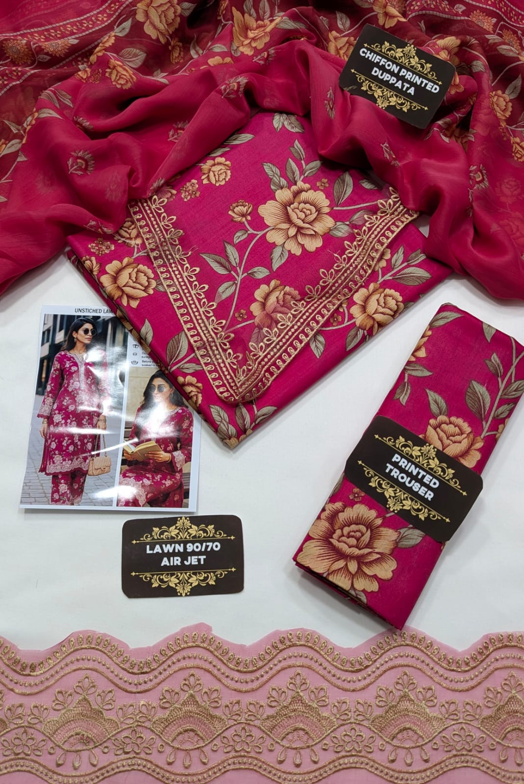3-Piece Embroidered Lawn Suit | LC-6