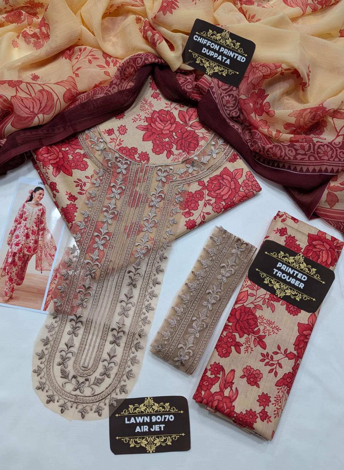 3-Piece Embroidered Lawn Suit | LC-5