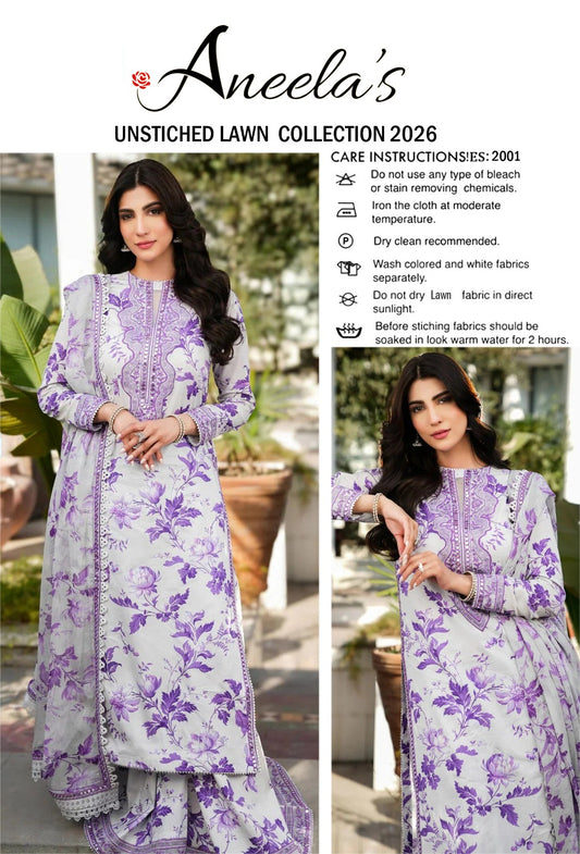 3-Piece Embroidered Lawn Suit | LC-3